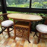Vintage rattan table and chairs 1970