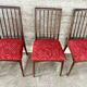 Set of 6 vintage wooden chairs – Psychedelic red fabric