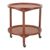 Mid-century Sika Møbler tripod teak serving cart with round trays / 1960s / 1970s / Danish modern design