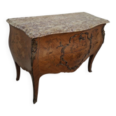 Louis XV style commode in marquetry and rosewood.