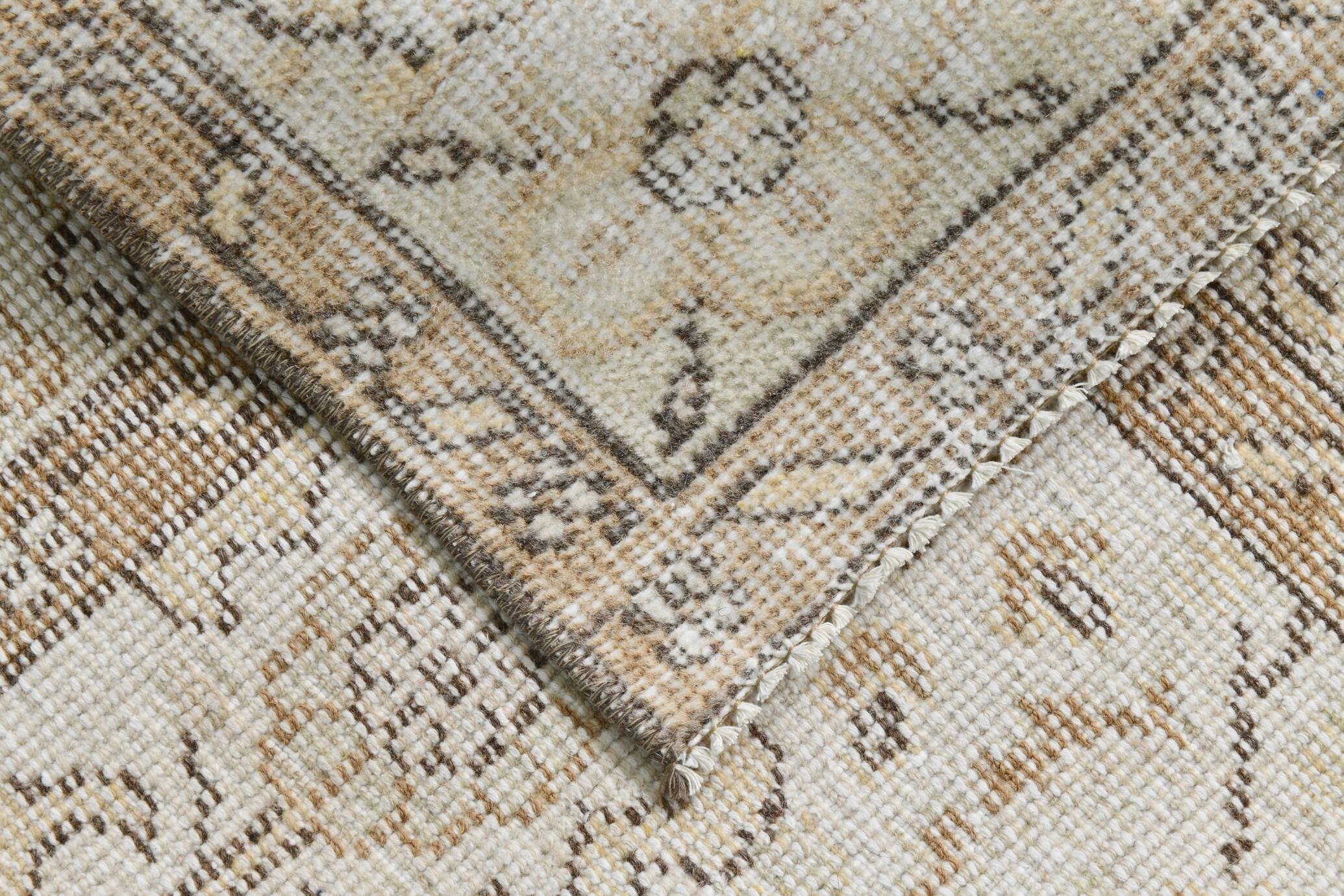 6x9 Beige & Brown Bordered Pattern Turkish Rug, 174x279Cm