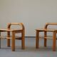 Pair of Mid Century Brutalist Night Stands in Solid Pine, 1970s, Made in Sweden