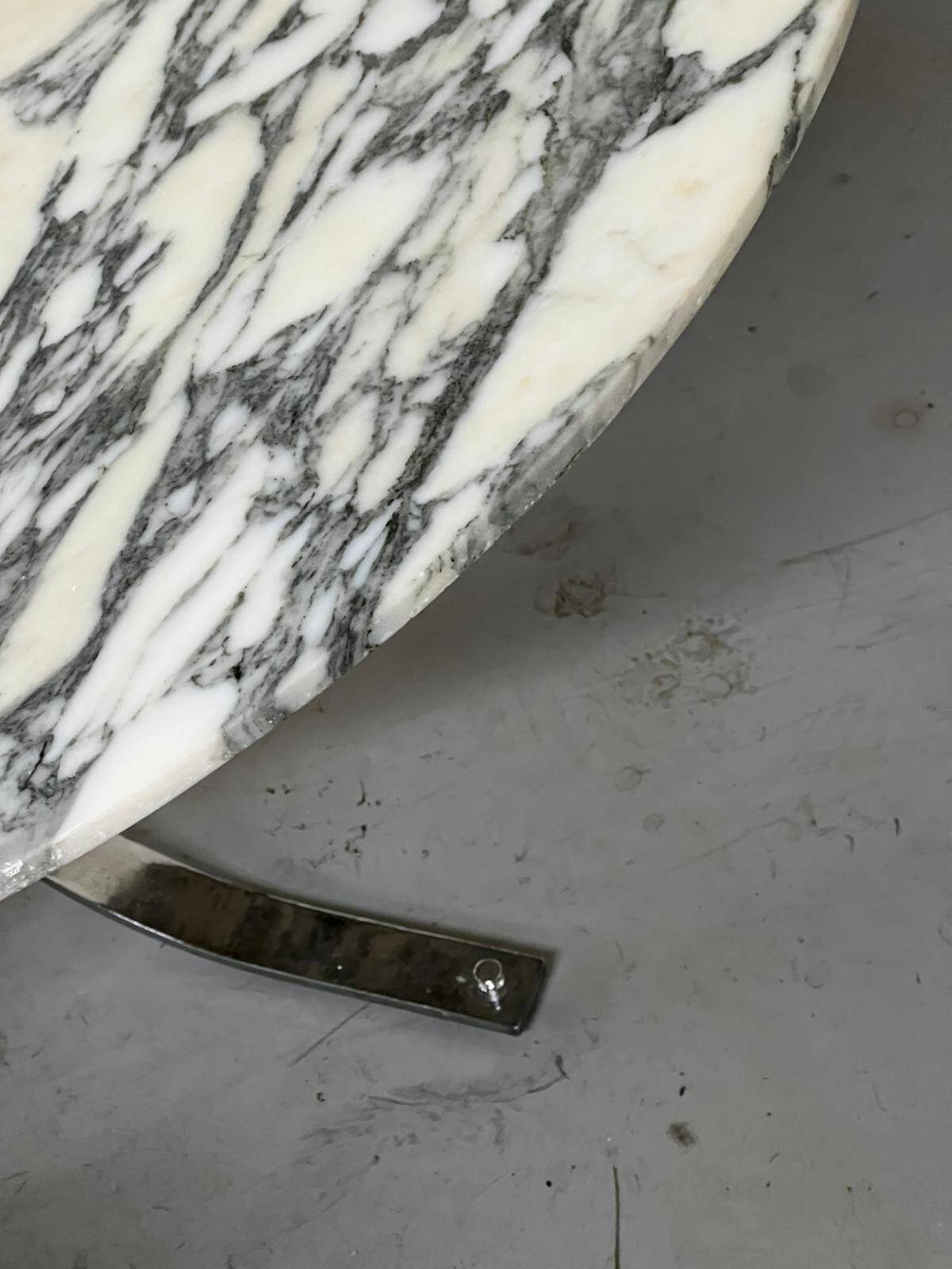 tulip table in marble and chrome metal italy 1970