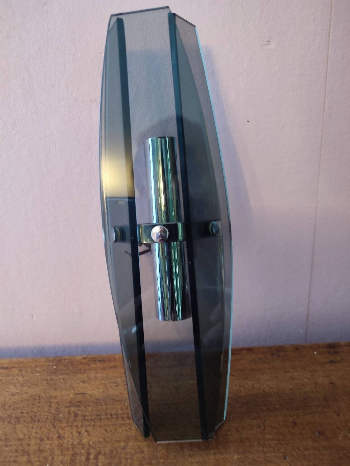 Vintage wall light in bluish glass