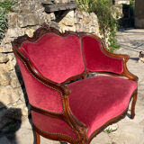 Louis XV style bench in Walnut, 19th century period