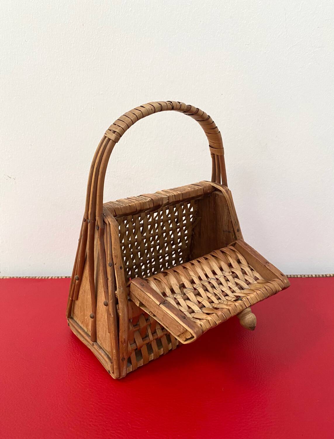 Vintage woven wicker rattan basket