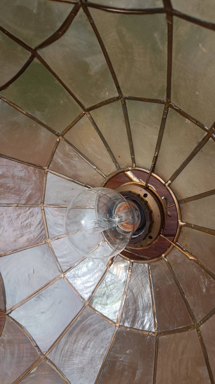 Mother-of-pearl and brass pendant light