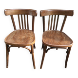 Pair of curved wooden bistro chairs