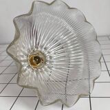 Large wall light in holophane glass and brass