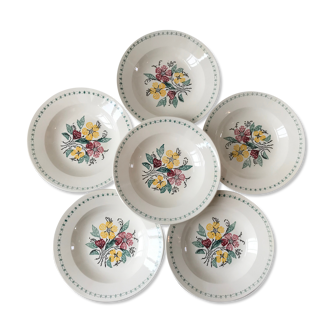 Lot de 6 assiettes creuses Digoin Sarreguemines années 40