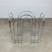 Postmodern chrome metal magazine rack from the 80s