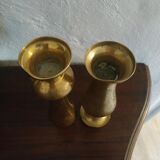 Set of 2 hammered brass vases