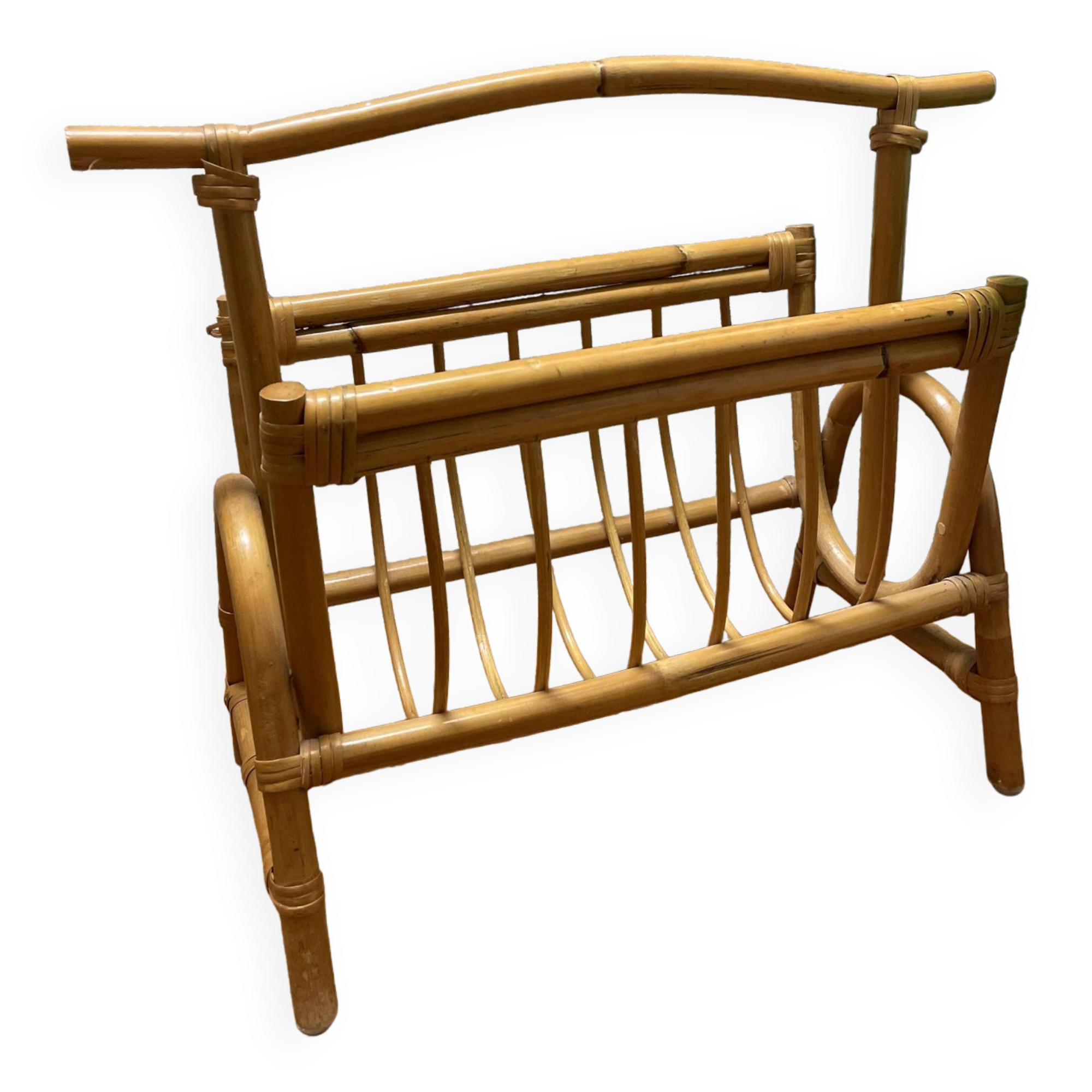 Vintage rattan magazine rack