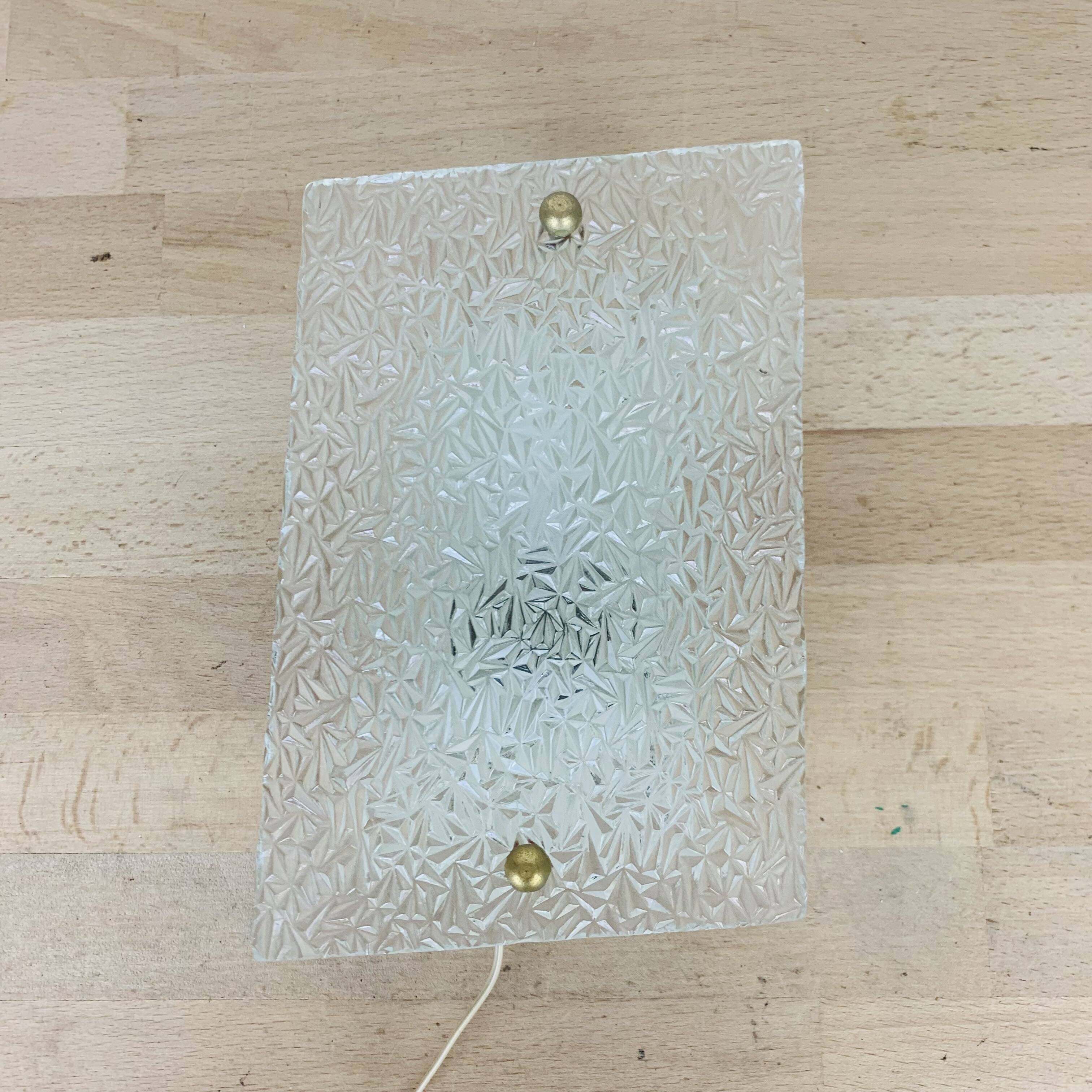 Vintage 50s chiseled glass wall light