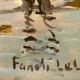 Pêche à pieds à Saint Lunaire, gouache sur crying signée Fanch Lel