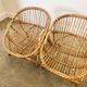 Mid-century French Riviera rattan lounge chairs – pair – 1960s organic design