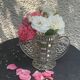 Angel wings vase, in transparent glass with art deco relief pattern