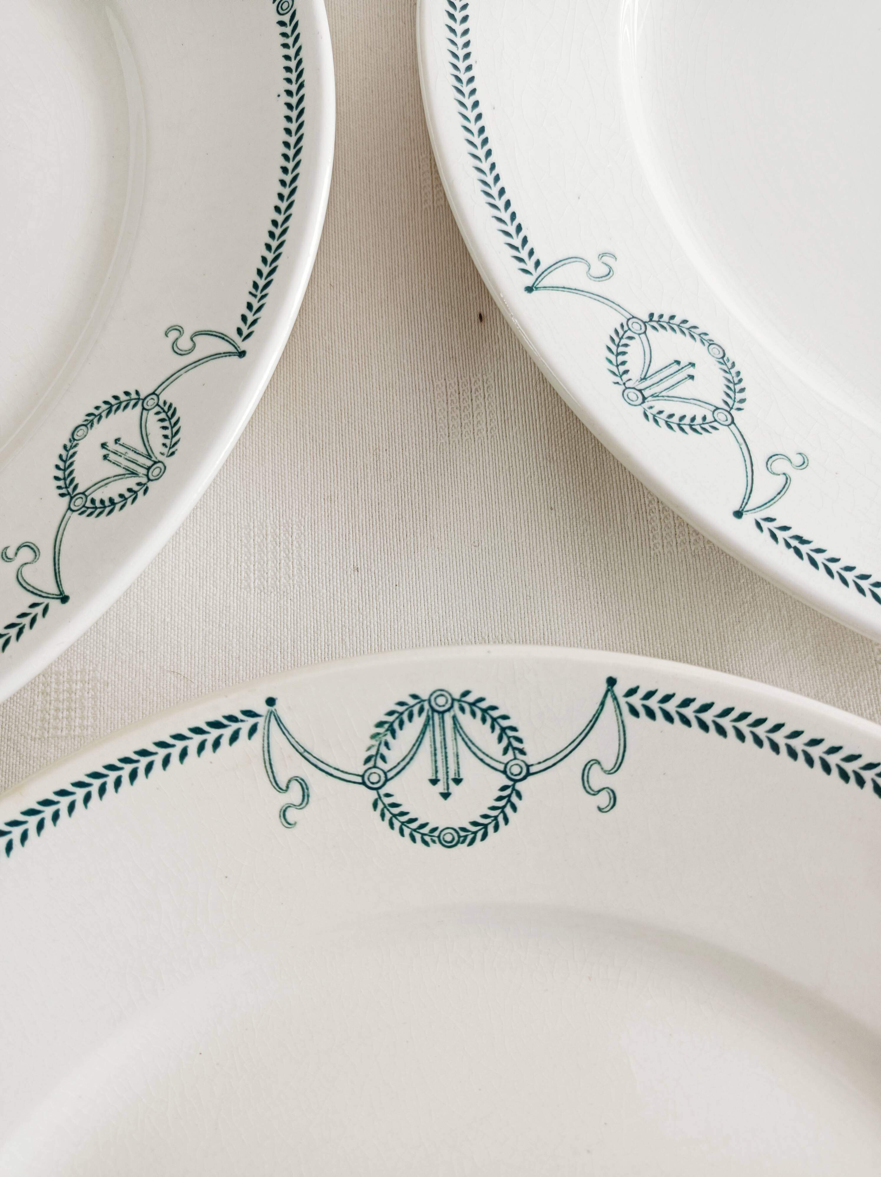 Set of 6 flat plates, ironstone, Petrus Regout, Empire.