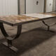 Ceramic coffee table and brushed steel Roche Bobois design Gregorieff 70s, 108x47cm