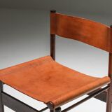 Chaises de Salle à Manger Zalszupin Jacaranda avec sièges en cuir cognac Saddle 1950