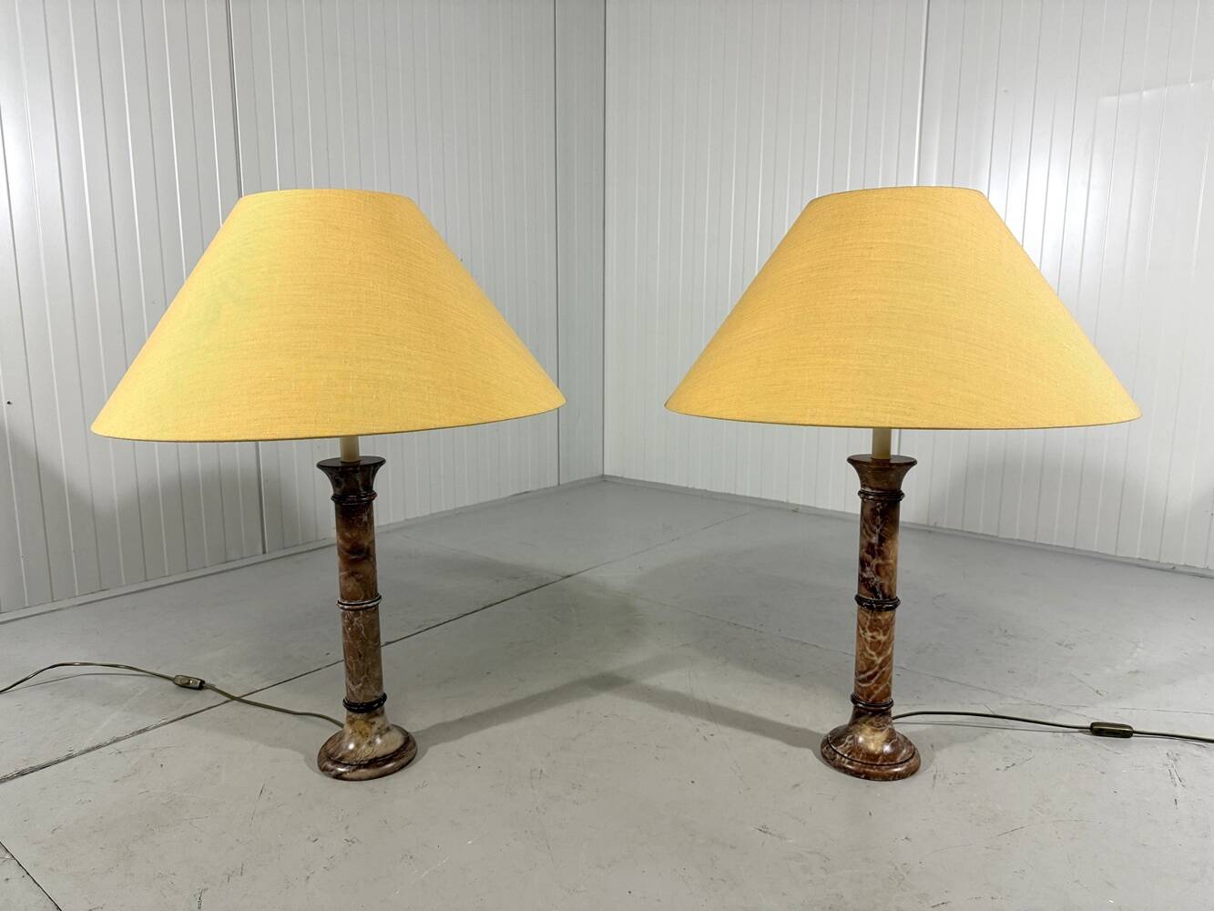 Set of 2 large marble table lamps 1970's