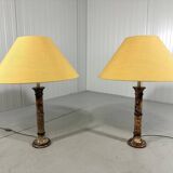 Set of 2 large marble table lamps 1970's