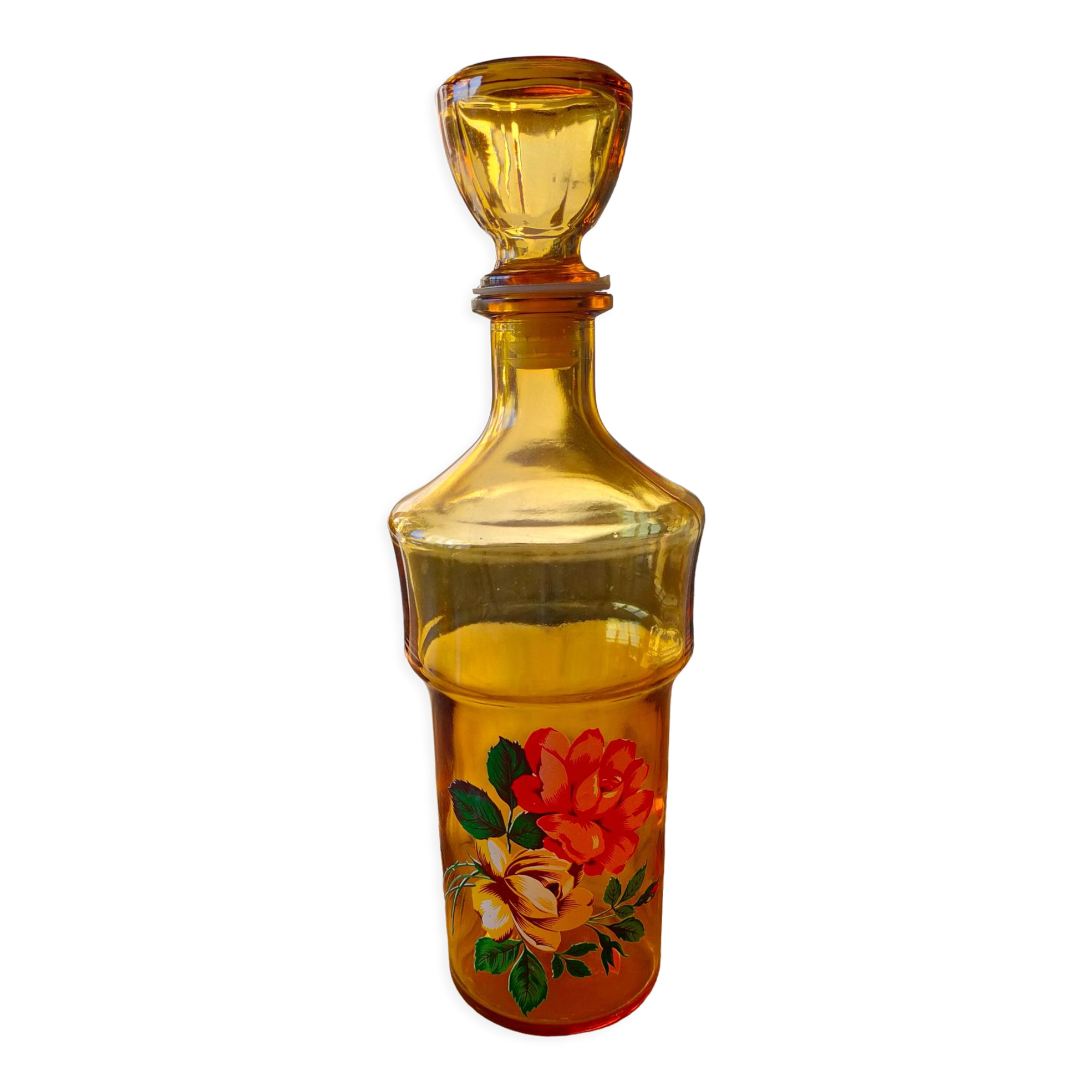 60's yellow glass decanter