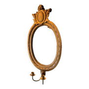 Vintage Swedish Rococo Style Wall Mirror in Gold frame with 2 candle sticks 50s