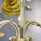 Vintage painted metal chandelier, foliage and flowers, 5 lights.