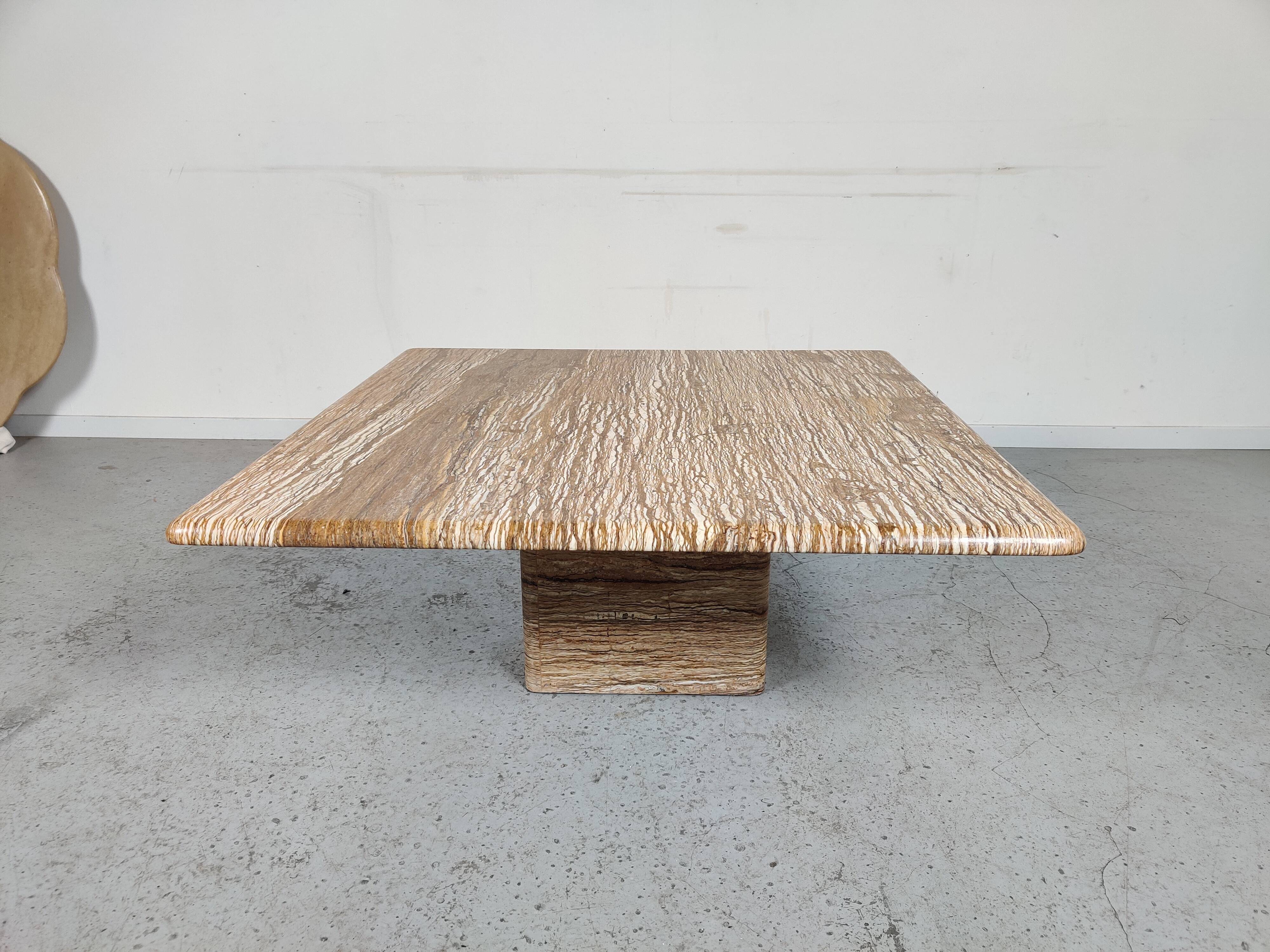 Vintage Italian travertine coffee table, 70s