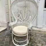 Emmanuelle armchair in white lacquered rattan