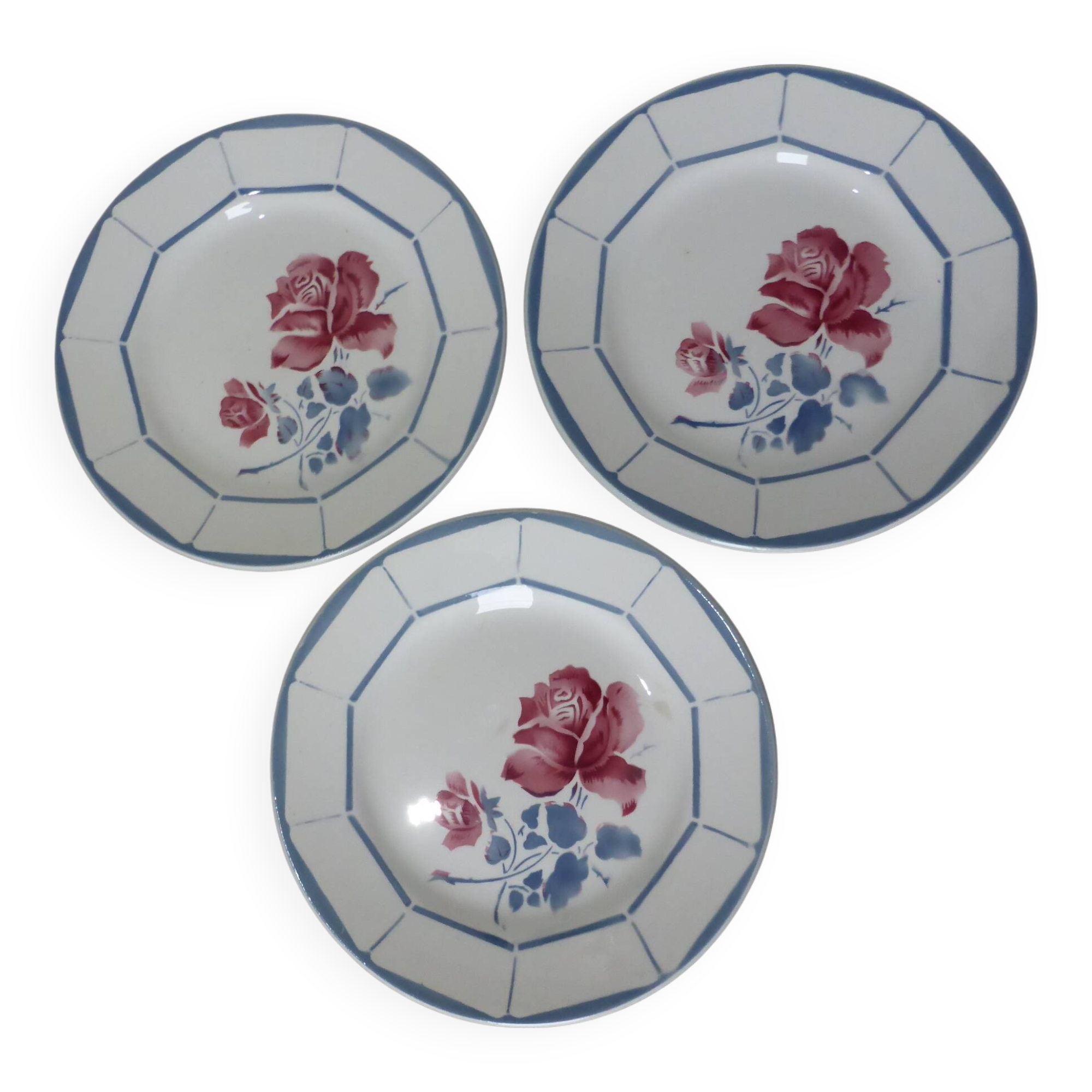 3 assiettes dessert vintage de Digoin Sarreguemines modèle Malmaison