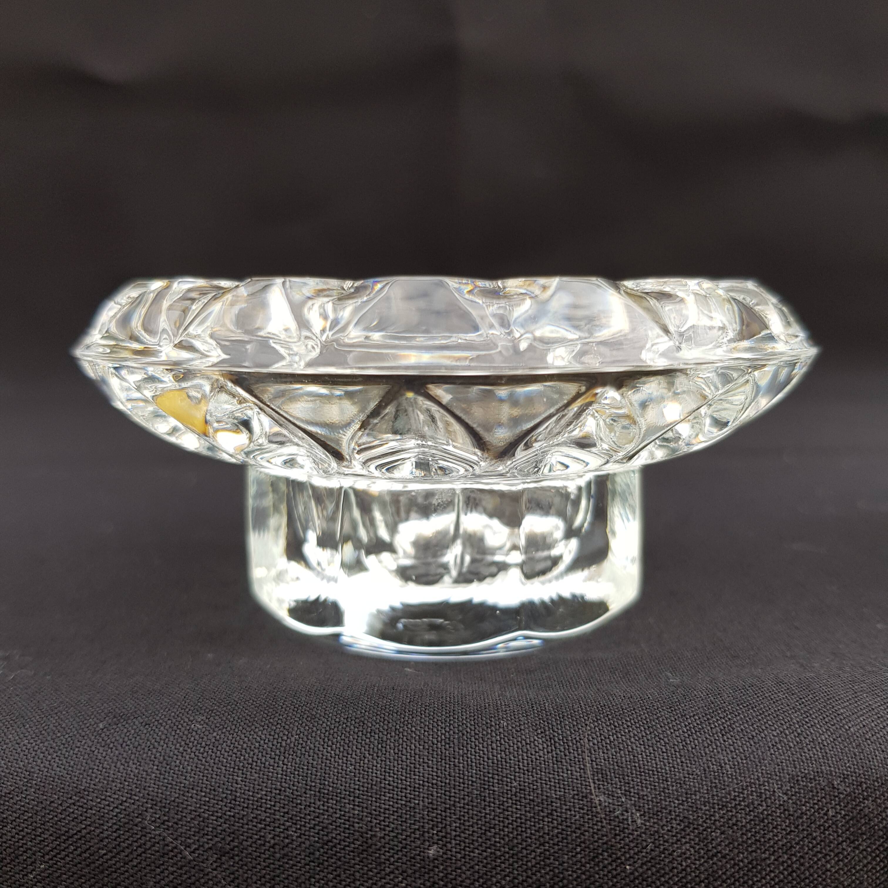 Duo of old glass candlesticks