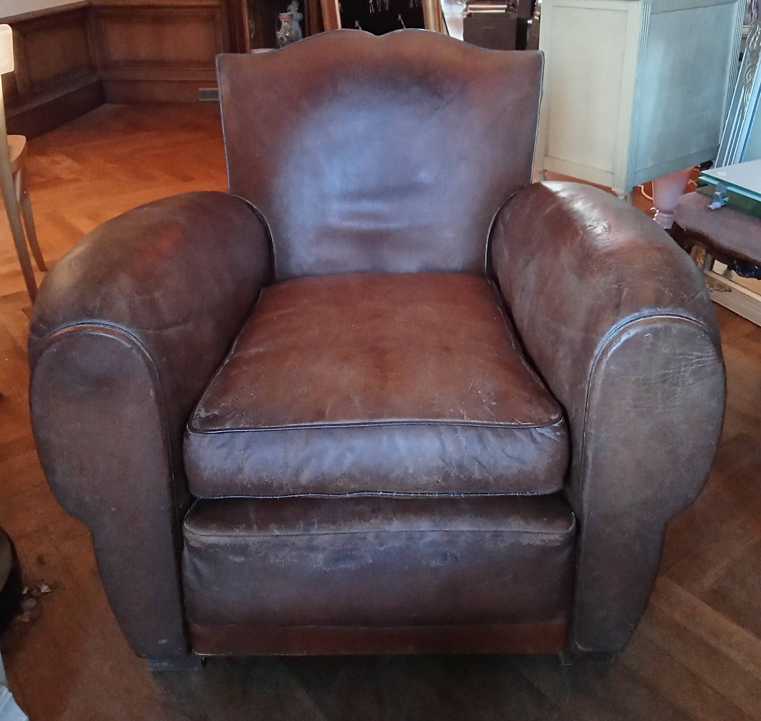 Vintage large club armchair moustache model