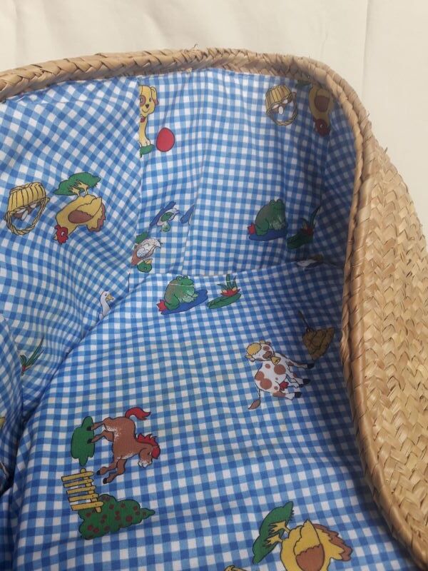 Couffin berceau bébé paille osier vintage