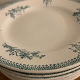 10 dessert plates and Art Deco green Saint Amand serving dish