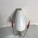 Golden metal wall sconce with red and white opaline reflectors