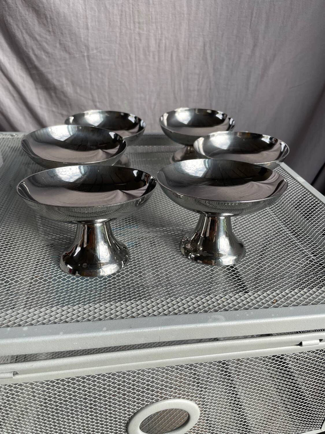 6 coupes à glace en inox vintage