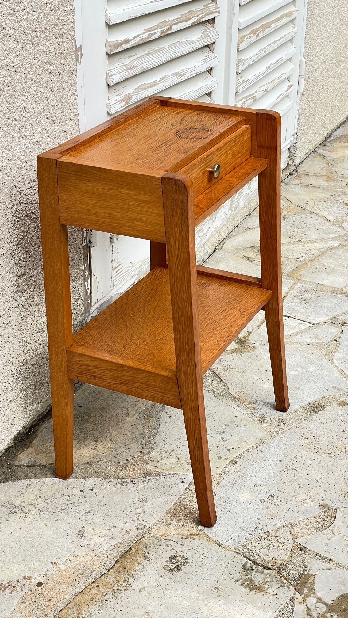 vintage geometric bedside cabinet