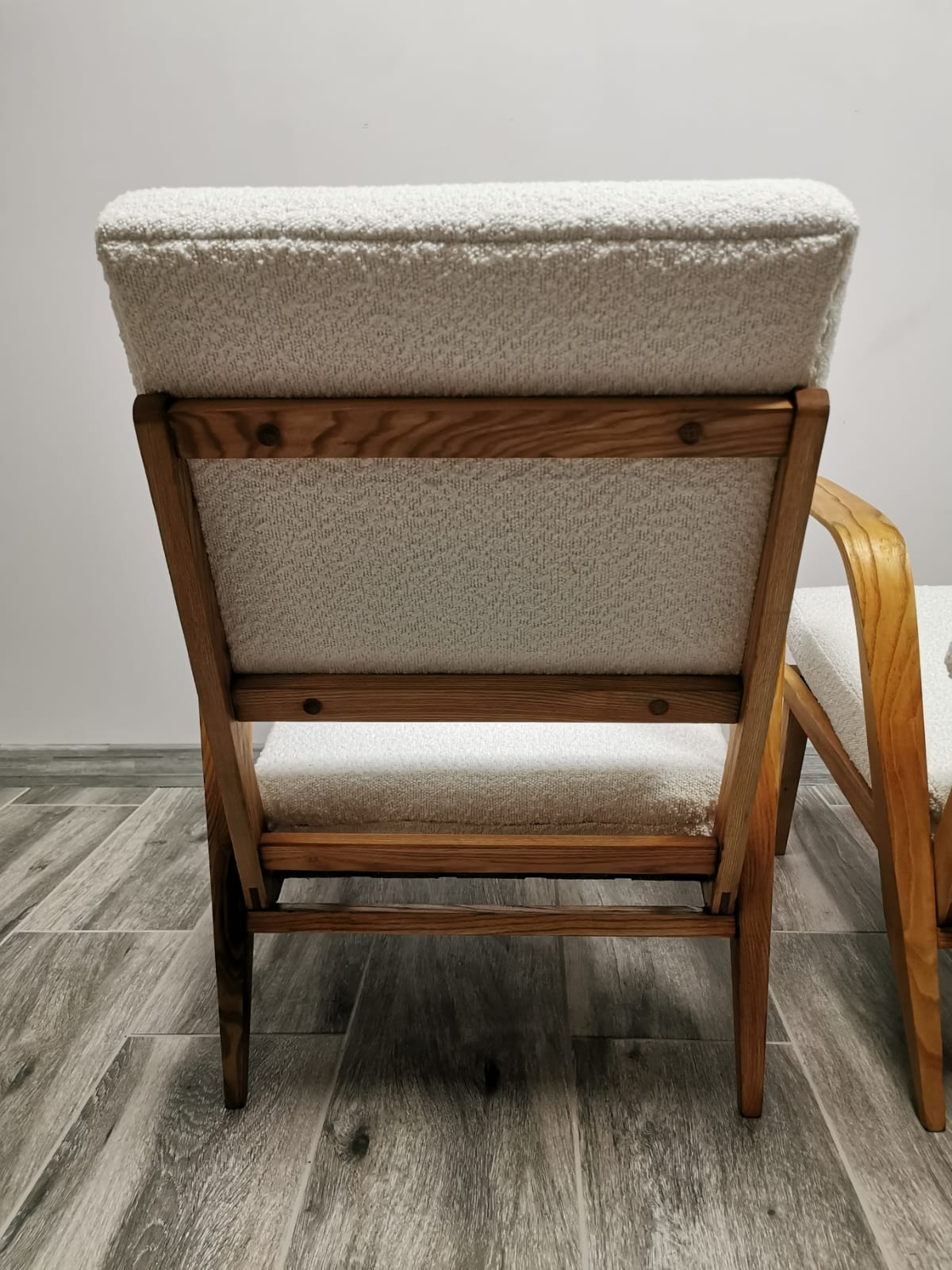 Mid-century wool boucle armchairs
