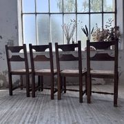 Set 4 chaises rustiques chêne De puydt, Belgique 1970