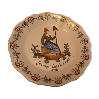 Assiette faience  geo martel decor nevers jeanne charbonnier