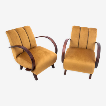 Pair of art deco armchairs, designed by J.Halabala, Czech Republic, 1930s, after renovation