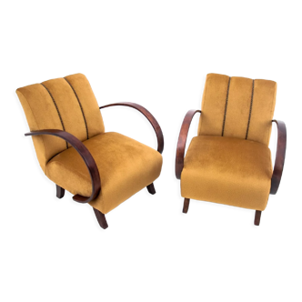 Pair of art deco armchairs, designed by J.Halabala, Czech Republic, 1930s, after renovation