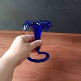 Pretty little trumpet vase, in blown cobalt blue glass
