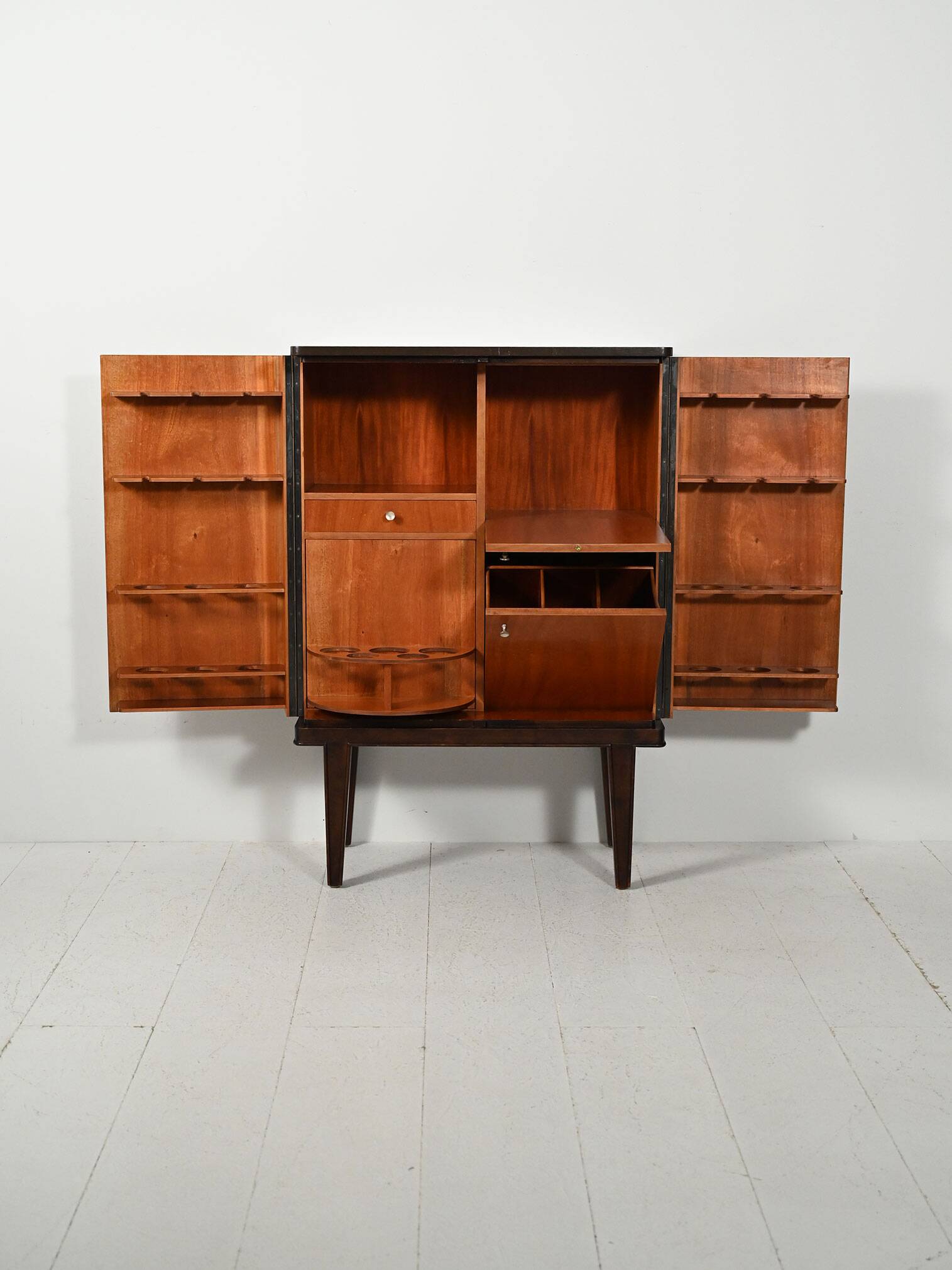 Scandinavian 1940s bar cabinet with inlays