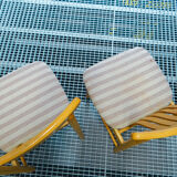 Pair of wide chairs made of solid wood Toyo Furniture made in Japan