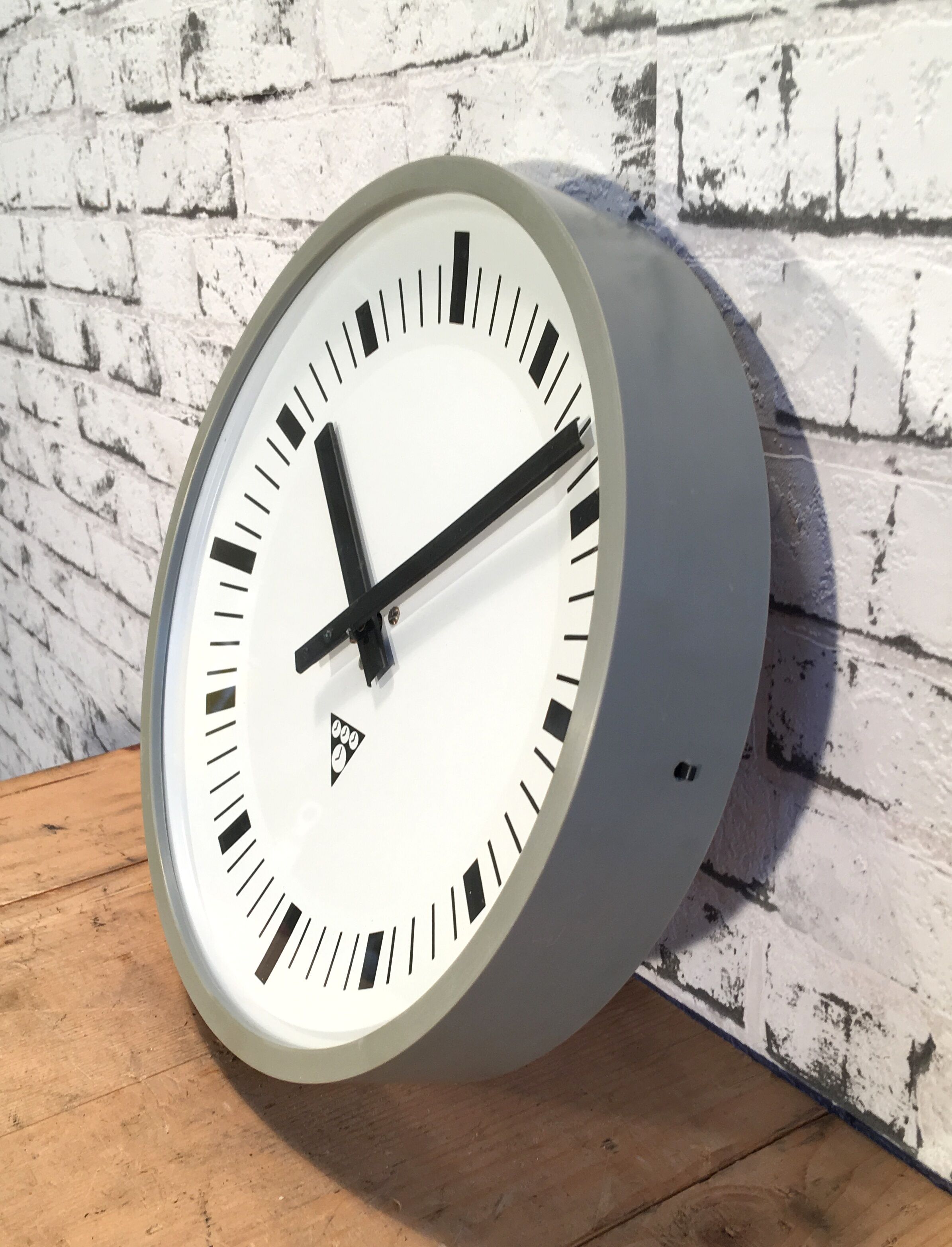 Dark Grey Industrial Bakelite Wall Clock From Pragotron, 1970s