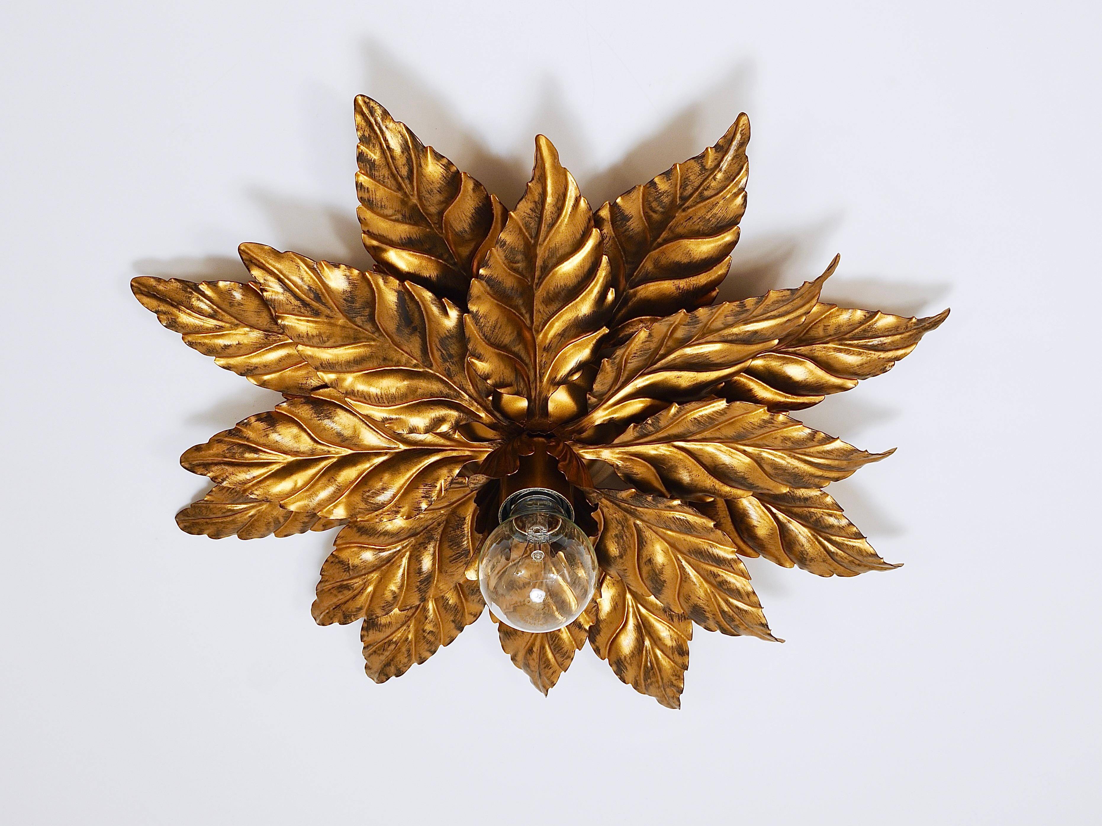 Hans Kögl Hollywood Regency Florentine Wall Light Ceiling Fixture in Gold Metal