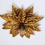 Hans Kögl Hollywood Regency Florentine Wall Light Ceiling Fixture in Gold Metal